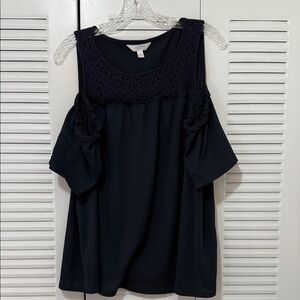 LC Lauren Conrad Midnight Blue Crochet Top